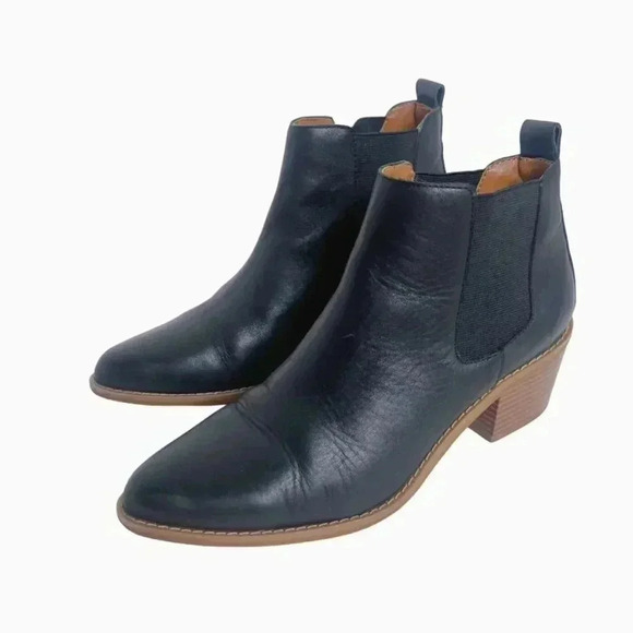 Susina Black Leather Pointed Toe Booties Ankle Boots Women's Size 7 - Picture 2 of 9